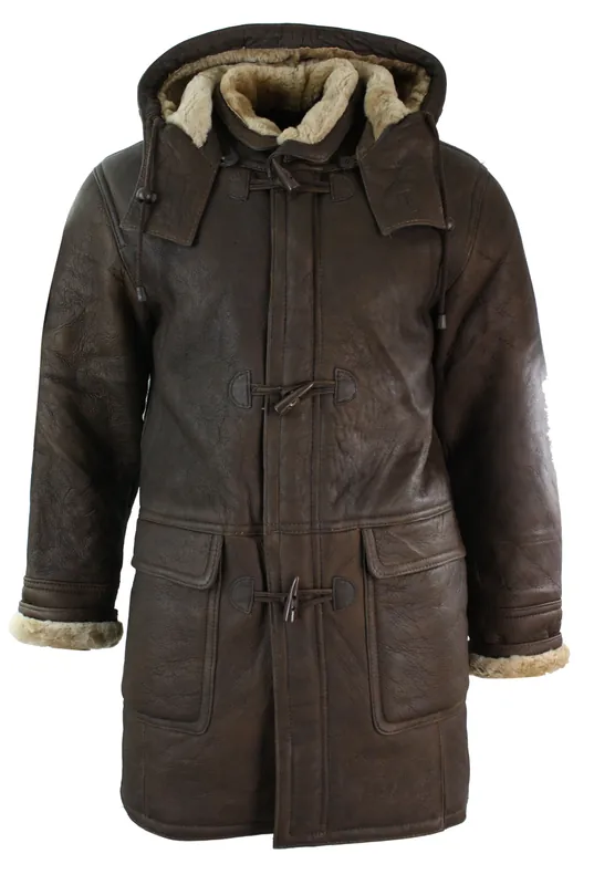 Winter Sheepskin Duffle Safari Jacket Hood - TruClothing