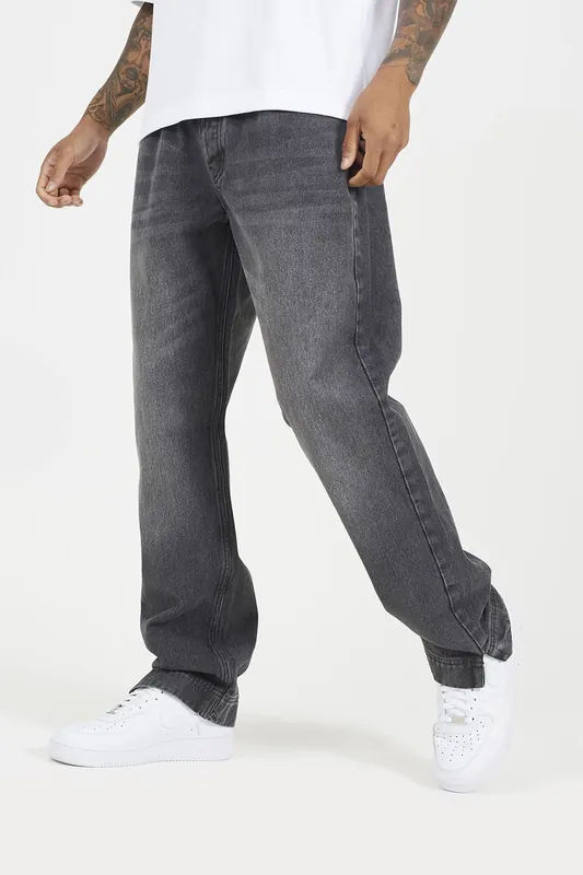 Wide Leg Denim Jeans With Side Hem Split Detail - Brave Soul