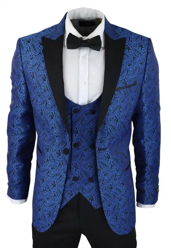 Tuxedo Blazer Waistcoat Brocade Satin Paisley Dinner Jacket - Infinity Leather