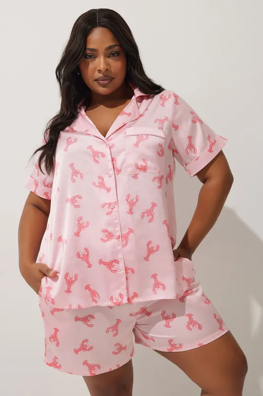 Lobster Satin Pyjama Set - Yours
