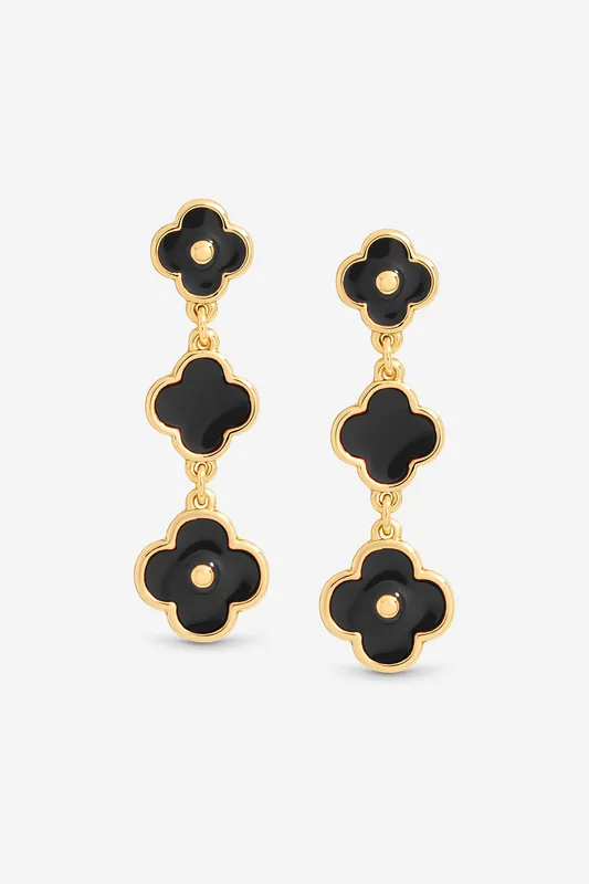 Jet Clover Multi Row Earrings - Mood