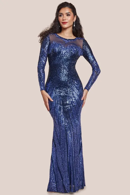 Long Sleeve Aztec Sequin Maxi - Goddiva