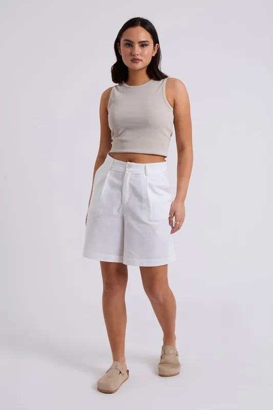 White Linen Blend Short - Urban Bliss
