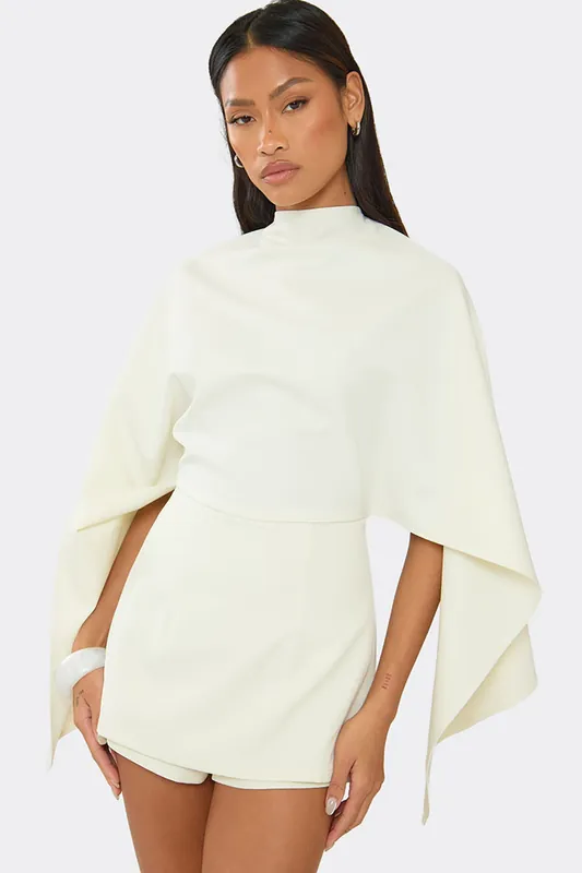 Long Sleeve Open Back Woven Playsuit - EGO