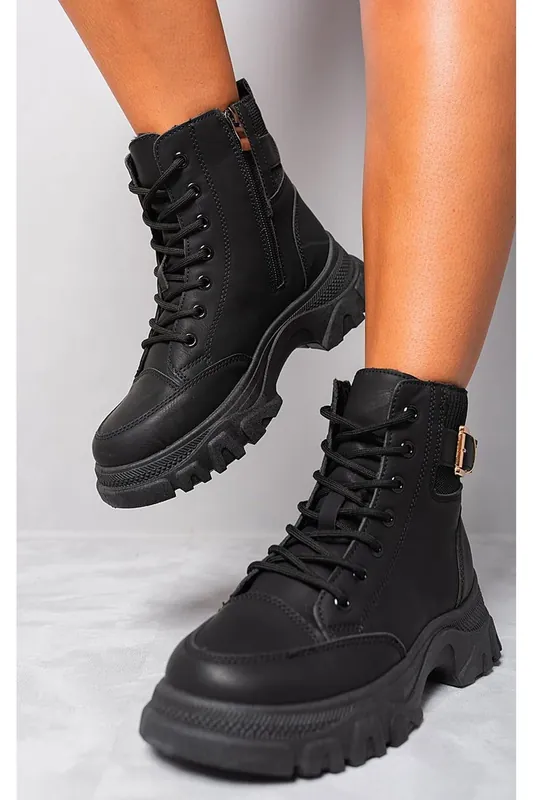 Clarissa Chunky Lace Up Platform Ankle Boots - IKRUSH