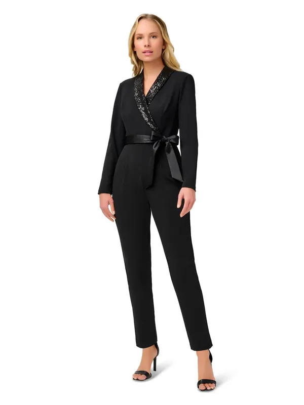 Knit Crepe Tuxedo Jumpsuit - Adrianna Papell