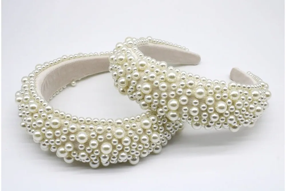 Ivory Mix Pearl Embellished Headband - SVNX