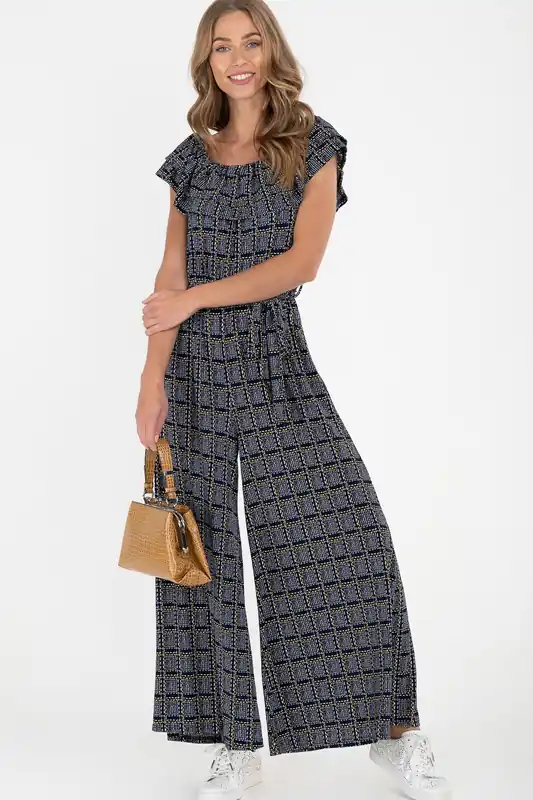 Ruffle Neck Jersey Jumpsuit - Jolie Moi