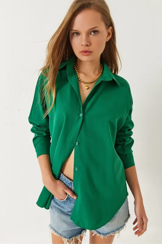 Button-Up Poplin Shirt with Shirt Collar