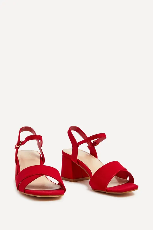 Vivian Wide Fit Red Block Heel Sandals - Linzi