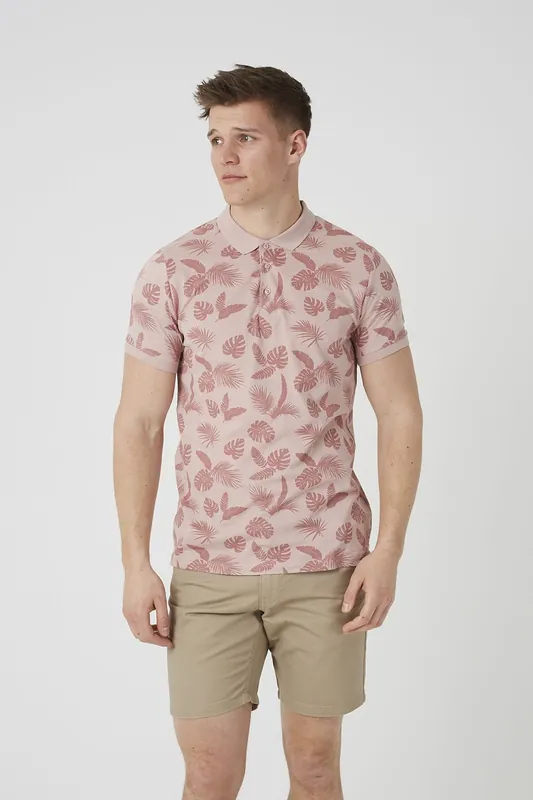 Leaf Print Cotton Polo Shirt - Brave Soul
