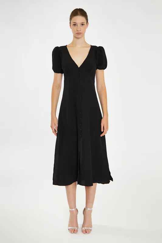 V-neck Midi Tea Dress