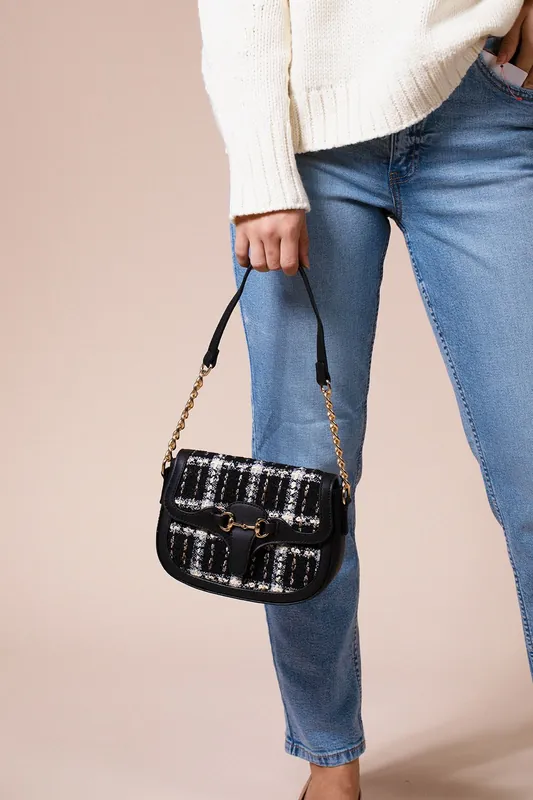 Knit Check Shoulder Bag - SVNX