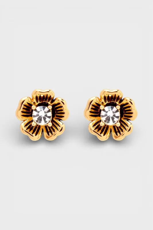 Signature Tea Rose Metal Stud Earrings - Coach