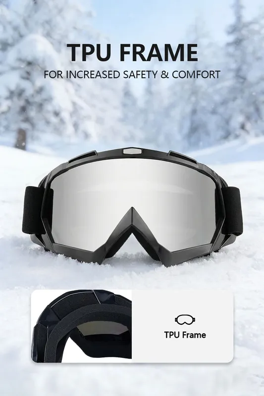 Black Frame Anti-UV Motorcycle Goggles – Windproof & Dustproof