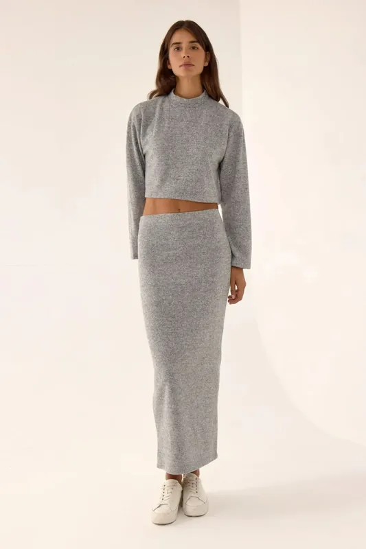 Low Waist Knitted Bodycon Maxi Skirt - Hiccup
