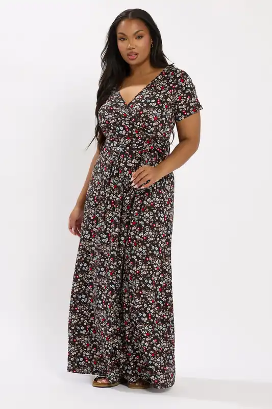 Ditsy Floral Maxi Wrap Dress - Yours