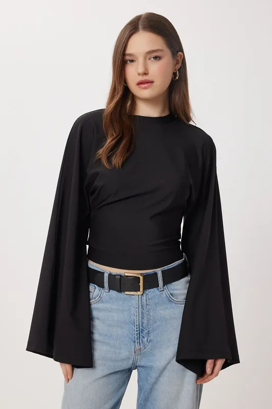 Crew Neck Long Sleeve Blouse - Happiness Istanbul