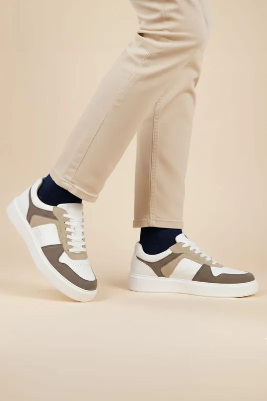 Hampton Premium Leather Casual Mens Trainers - Silver Street London