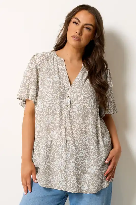 Floral Notch Neck Top - Yours