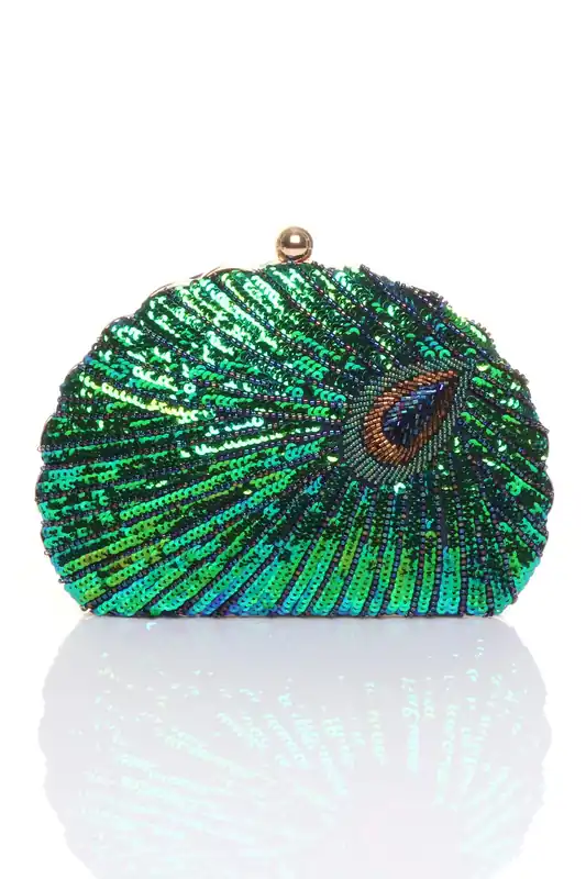 Evening Sequin Peacock Prom Party Clutch Bag - AJVANI