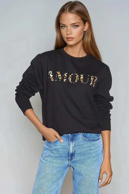 Amour Leopard Print Sweatshirt - Aftershock London