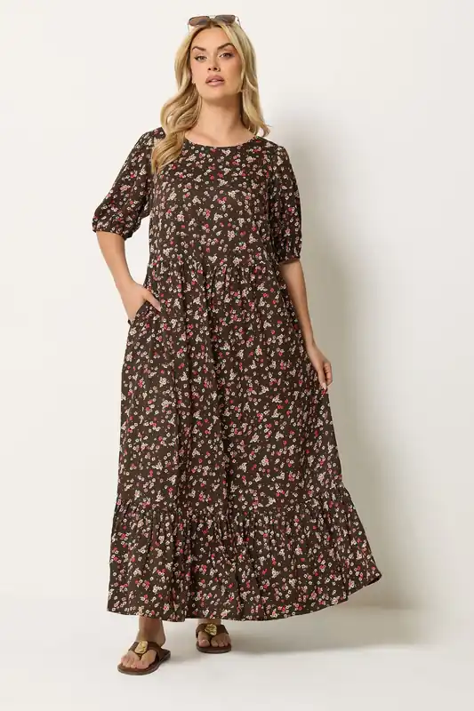 Ditsy Floral Smock Maxi Dress - Yours