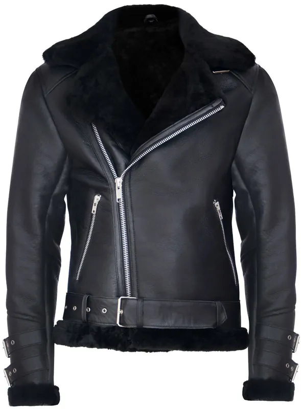 Sheepskin Leather Biker Jacket-Edmonton