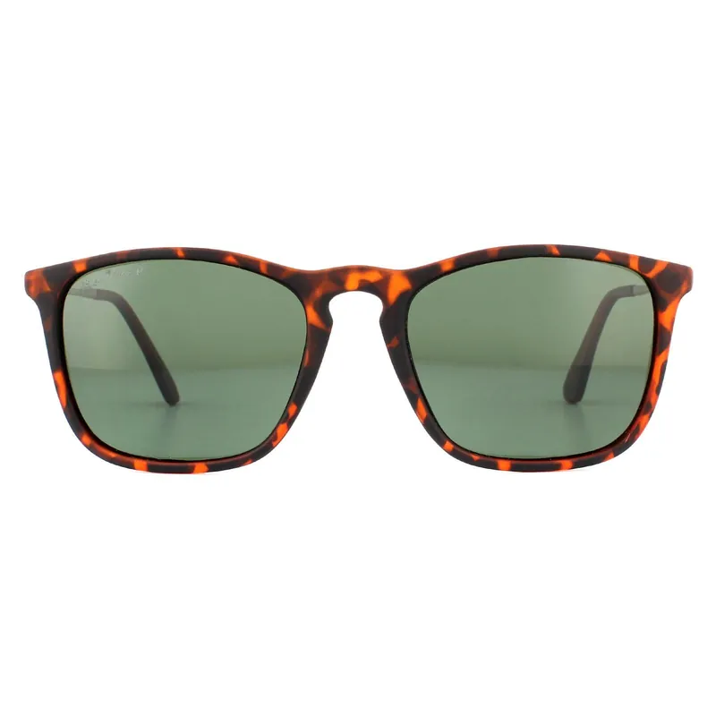 Rectangle Brown Turtle Rubbertouch G15 Green Polarized Sunglasses - montana