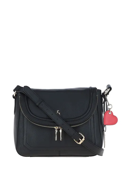 'Dazzling' Flap Over Real Leather Shoulder Bag - Ashwood Leather