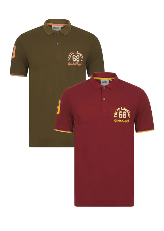 2-Pack Cotton Piqué Sporty Polo Shirt with Contrast Collar