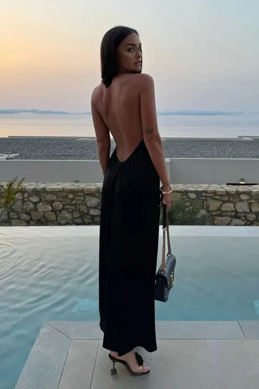Halter Neck Backless Maxi Dress - Hiccup