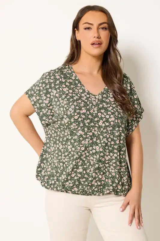 Floral Elasticated Hem T-Shirt