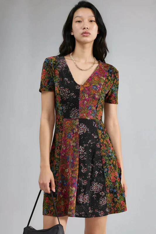 Floral V-Neck A-Line Mini Dress
