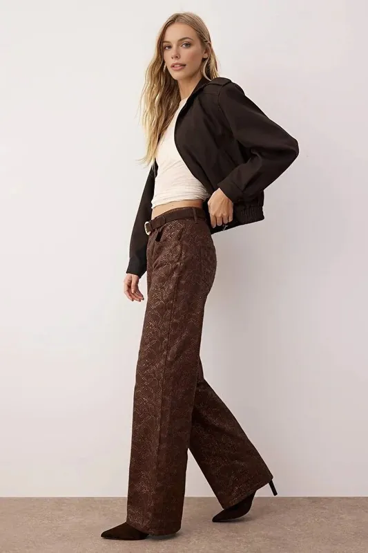 Snake Print High Waist Wide Leg Jeans - WOVCOR