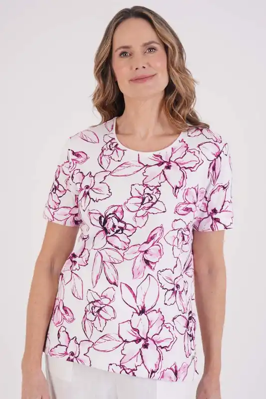 Sketch Orchid Print Top - Tigi