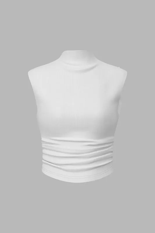 Ruched Half Turtleneck Crop Top - Hiccup