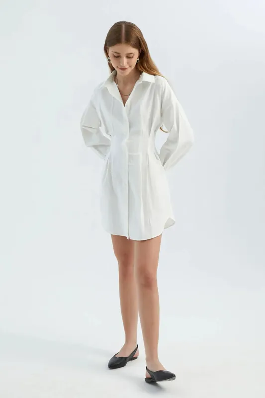 Long Sleeve Mini Shirt Dress - Hiccup