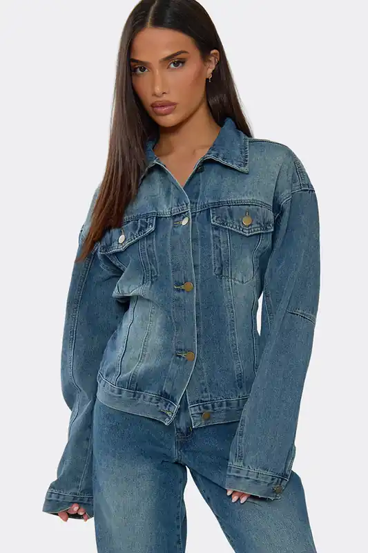 Long Sleeve Pocket Detail Denim Jacket - EGO