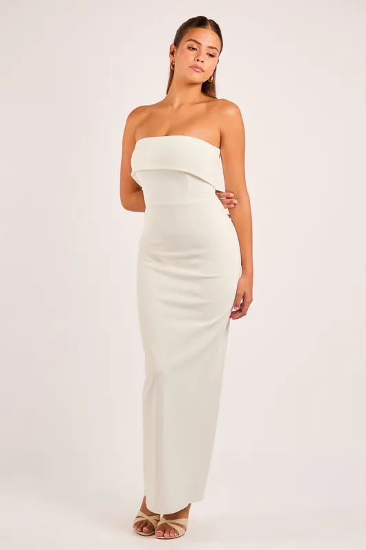 Lesly White Bandeau Pencil Maxi Dress - Jaded Rose