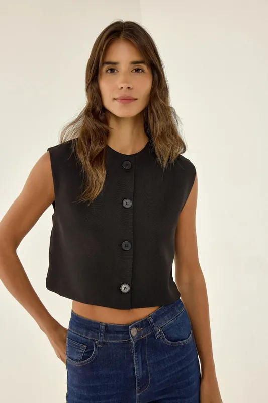 Cropped Crew Neck Vest - Hiccup