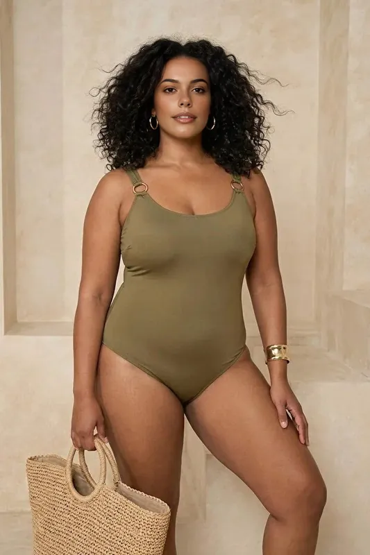 Ring Detail Scoop Neck Classic Swimsuit - WOVCOR