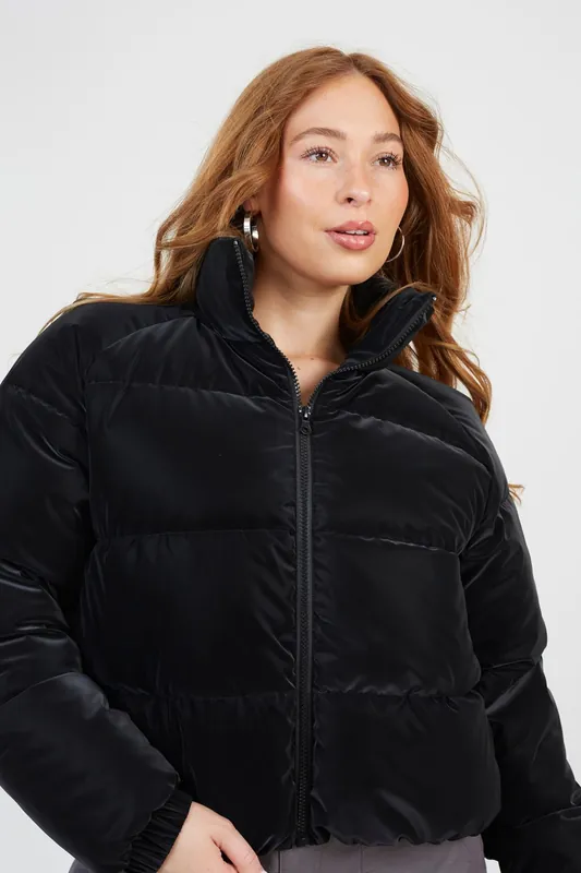 Faux Sharkskin Puffer Jacket - Brave Soul