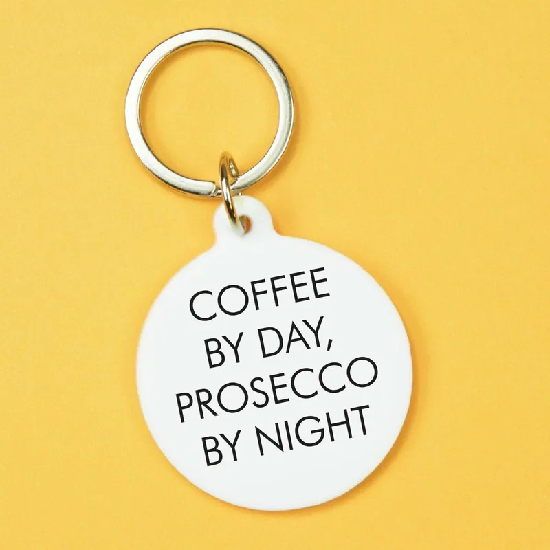 Coffee by Day, Prosecco by Night Keyring - Flamingo Candles