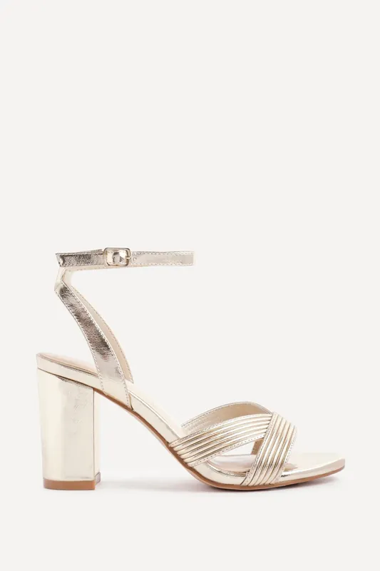 City Gold Faux Leather Heeled Sandals - Linzi