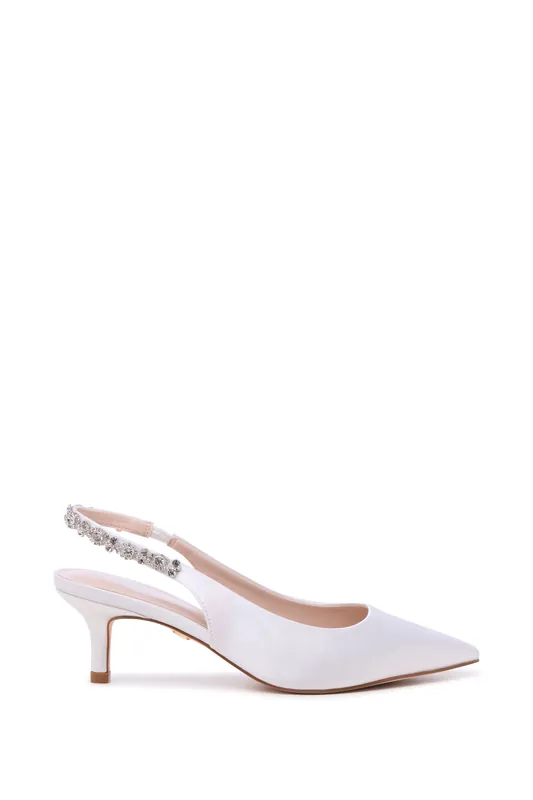 Angelique' Sling Back Kitten Heel Wedding Shoes - Paradox London