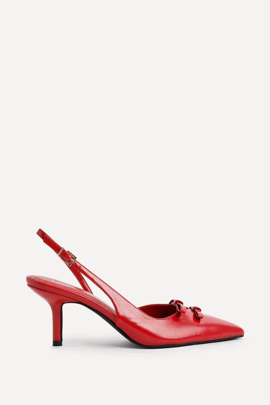 Aysha Red Faux Leather Court Heels - Linzi