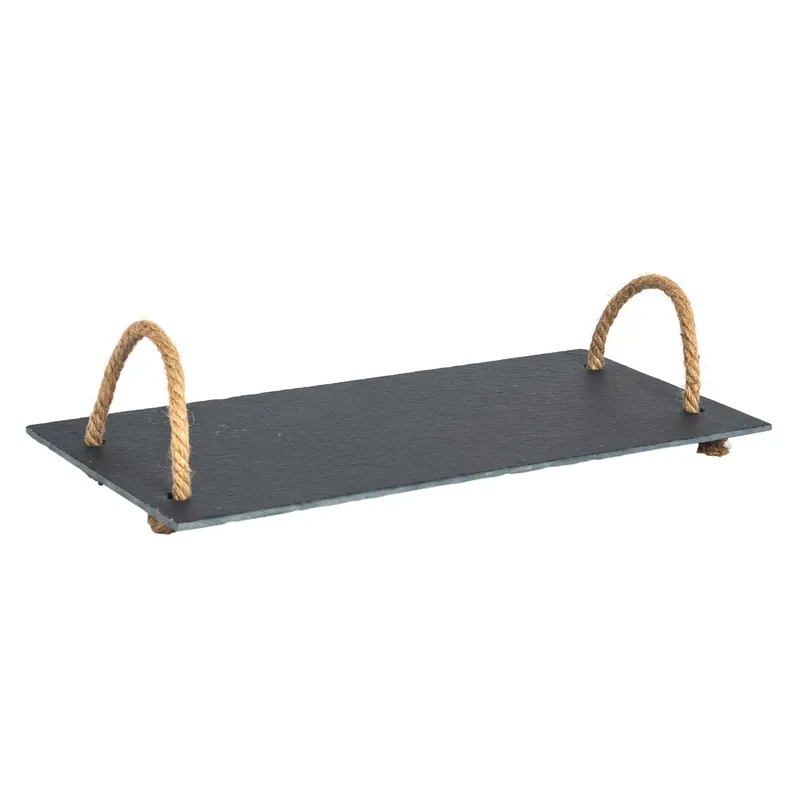 Slate Serving Tray with Rope Handles 40 x 20cm - Argon Tableware