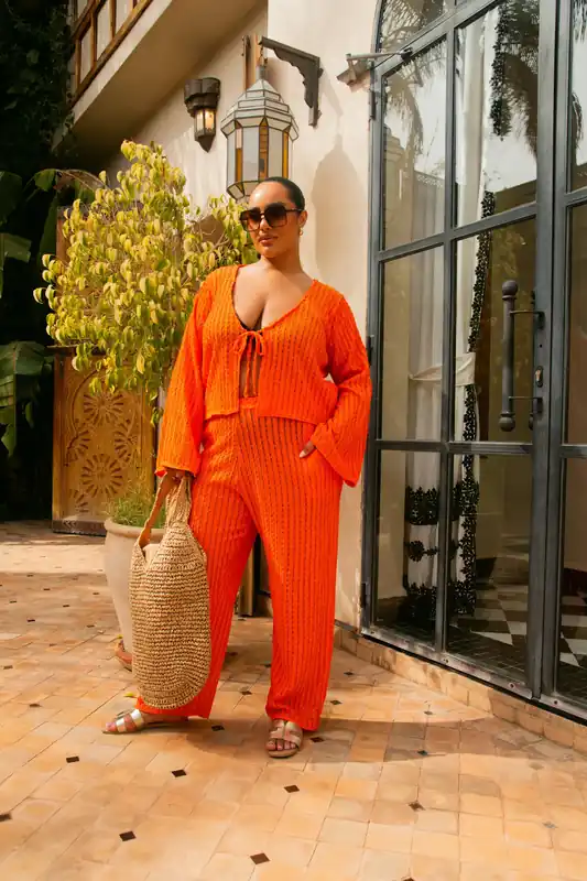 Curve Wide Leg Crochet Resort Trouser - FASHION-SZN