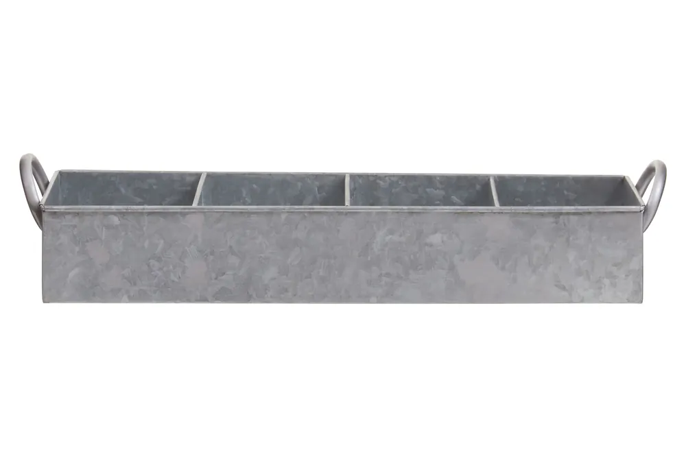 Rectangular Tray, Rustic Metal Serving Tray With Raised Edges And Cut-Out Handles, Ideal For Drinks, Snacks
